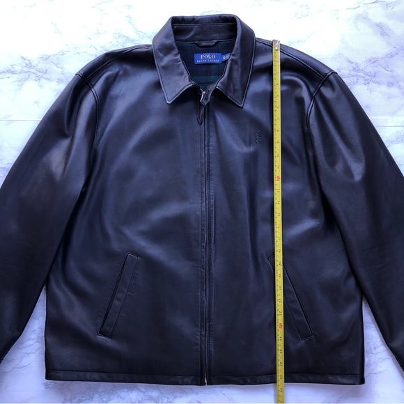 POLO RALPH LAUREN Men's Maxwell Lambskin Leather Jacket Buffalo Plaid Black XXL - Picture 5 of 15
